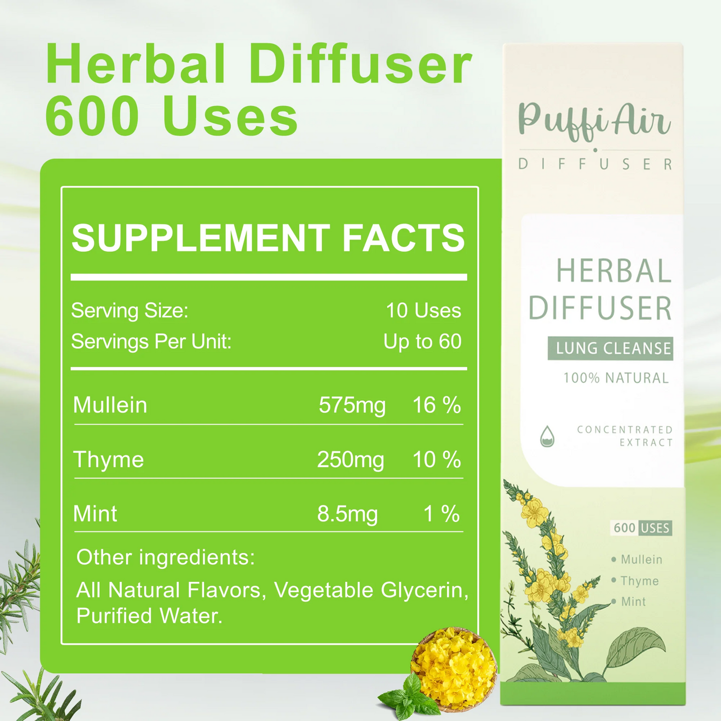 New Upgrade Mullein Aroma Diffuser- 600 Uses